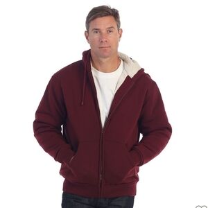 NWT Gioberti Men’s Heavyweight Sherpa Lined Hoodie Maroon Jacket Size Large